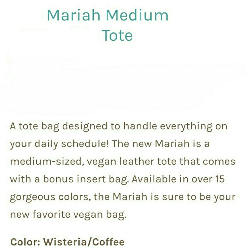 *SOLD* Grey Vegan Leather Mariah Medium Tote - Picture 6 of 6